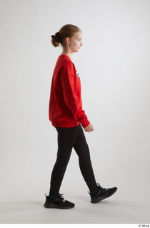 Selin  1 black leggings black sneakers dressed red hoodie…